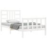 White Solid Wood Bed Frame with Headboard - 90x200 cm