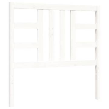 White Solid Wood Bed Frame with Headboard - 90x200 cm