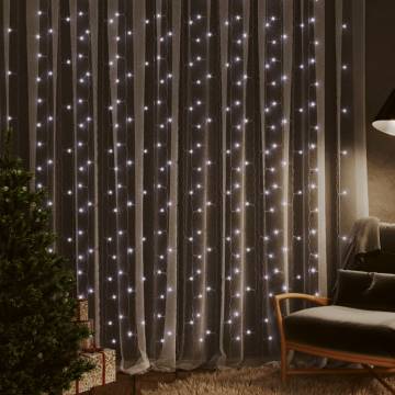 300 LED Cold White Curtain Fairy Lights - 3x3m - 8 Functions