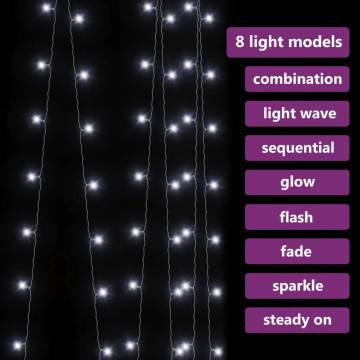 300 LED Cold White Curtain Fairy Lights - 3x3m - 8 Functions