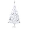 Artificial Pre-lit Christmas Tree with Ball Set White 210 cm PVC Colour white and grey Size 210 x 110 cm Quantity in Package 1 Number of Branch Tips 