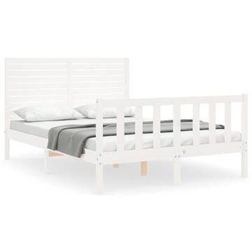 White Bed Frame with Headboard - 120x200 cm Solid Wood