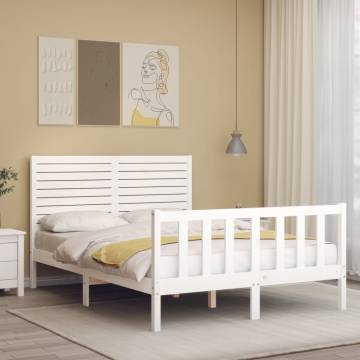 White Bed Frame with Headboard - 120x200 cm Solid Wood