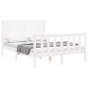 White Bed Frame with Headboard - 120x200 cm Solid Wood