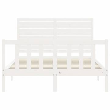 White Bed Frame with Headboard - 120x200 cm Solid Wood