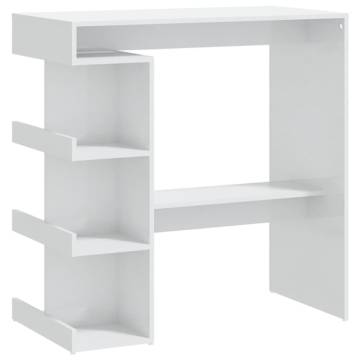 Bar Table with Storage Rack High Gloss White - Space Saver