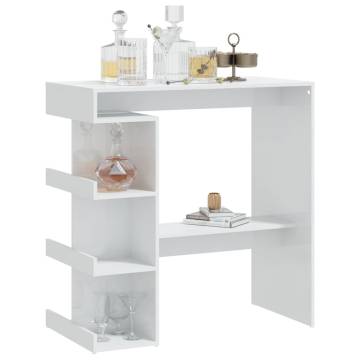 Bar Table with Storage Rack High Gloss White - Space Saver