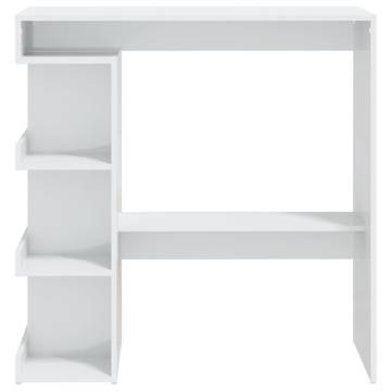 Bar Table with Storage Rack High Gloss White - Space Saver