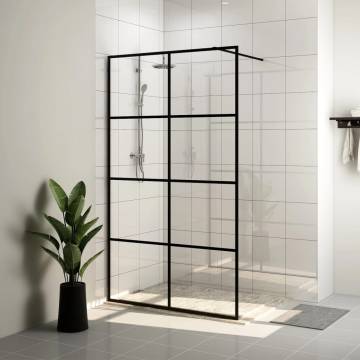 Walk-in Shower Wall 90x195 cm with Clear ESG Glass - Black