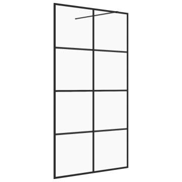 Walk-in Shower Wall 90x195 cm with Clear ESG Glass - Black