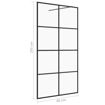 Walk-in Shower Wall 90x195 cm with Clear ESG Glass - Black