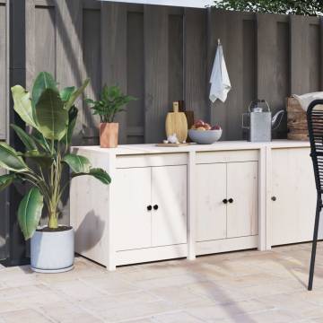 Outdoor Kitchen Cabinet White - Solid Pine Wood 106x55x64 cm