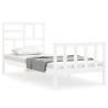 Solid Wood Bed Frame with Headboard - White 90x200 cm