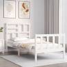 Solid Wood Bed Frame with Headboard - White 90x200 cm