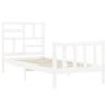 Solid Wood Bed Frame with Headboard - White 90x200 cm