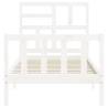 Solid Wood Bed Frame with Headboard - White 90x200 cm