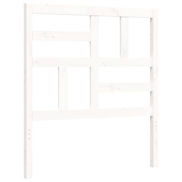 Solid Wood Bed Frame with Headboard - White 90x200 cm