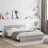 Stylish Bed Frame with Headboard & LED in Grey Sonoma 160x200 cm