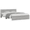 Stylish Bed Frame with Headboard & LED in Grey Sonoma 160x200 cm