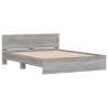 Stylish Bed Frame with Headboard & LED in Grey Sonoma 160x200 cm