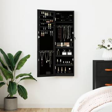 Mirror Jewellery Cabinet with LED Lights - Black & Stylish