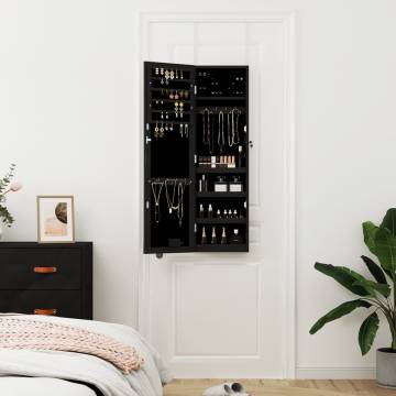 Mirror Jewellery Cabinet with LED Lights - Black & Stylish