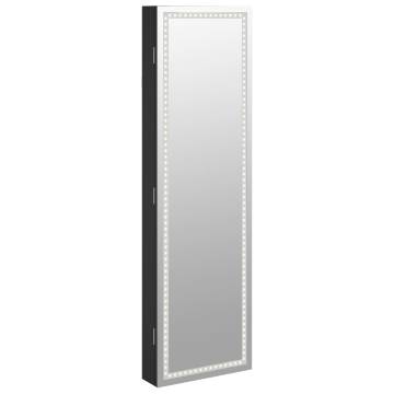 Mirror Jewellery Cabinet with LED Lights - Black & Stylish