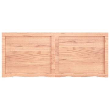 Wall Shelf Light Brown 120x50x(2-4) cm Solid Oak - Hipo Market