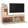 Stylish Solid Wood Pine TV Cabinets - 3 Piece Set