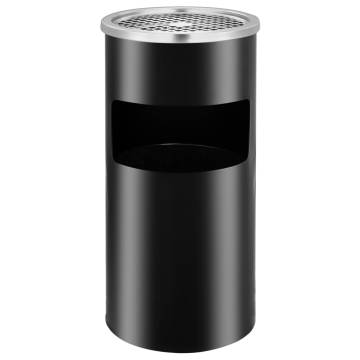 Wall Ashtray Dustbin Steel 26L - Elegant Black Design