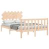 Solid Wood Small Double Bed Frame with Headboard | Hipomarket