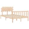 Solid Wood Small Double Bed Frame with Headboard | Hipomarket