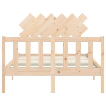 Solid Wood Small Double Bed Frame with Headboard | Hipomarket