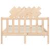 Solid Wood Small Double Bed Frame with Headboard | Hipomarket