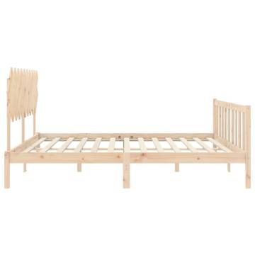 Solid Wood Small Double Bed Frame with Headboard | Hipomarket