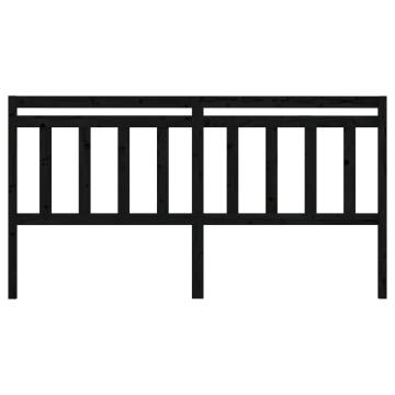 Stylish Black Solid Wood Bed Headboard - 186x4x100 cm