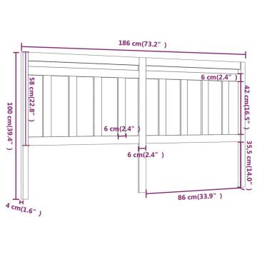 Stylish Black Solid Wood Bed Headboard - 186x4x100 cm