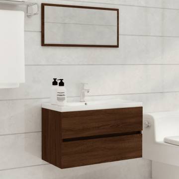 Trendy 2 Piece Bathroom Furniture Set in Brown Oak