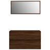 Trendy 2 Piece Bathroom Furniture Set in Brown Oak