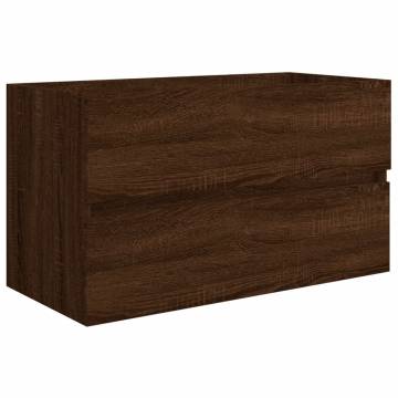 Trendy 2 Piece Bathroom Furniture Set in Brown Oak