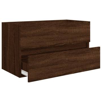 Trendy 2 Piece Bathroom Furniture Set in Brown Oak