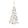 Artificial Half Pre-lit Christmas Tree with Ball Set White 180 cm Colour white and gold Size 180 x 110 cm Quantity in Package 1 Number of Branch Tips 