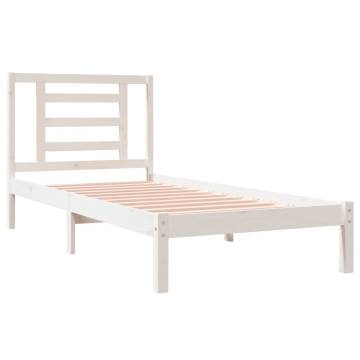 White Solid Wood Pine Bed Frame 100x200 cm | Hipomarket