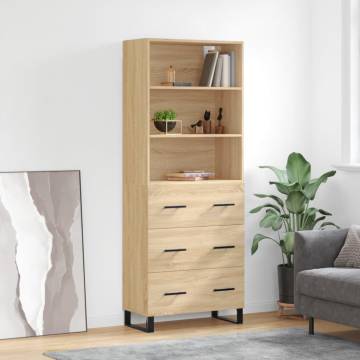 Stylish Highboard Sonoma Oak 69.5x34x180 cm - HipoMarket