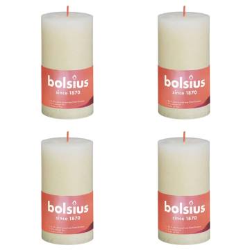 Bolsius Rustic Pillar Candles - Soft Pearl, 4 pcs