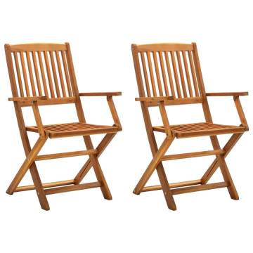 Folding Outdoor Chairs - 2 pcs Solid Acacia Wood | HipoMarket