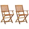 Folding Outdoor Chairs 2 pcs Solid Acacia Wood Colour brown Quantity in Package 2 Model with armrest Number of 1 