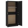 Stylish Black Wardrobe: 90x52x200 cm Engineered Wood