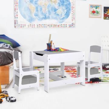 Children's Table with 2 Chairs - White MDF | Hipo Market