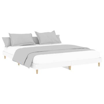 White Bed Frame 160x200 cm | Engineered Wood Frame